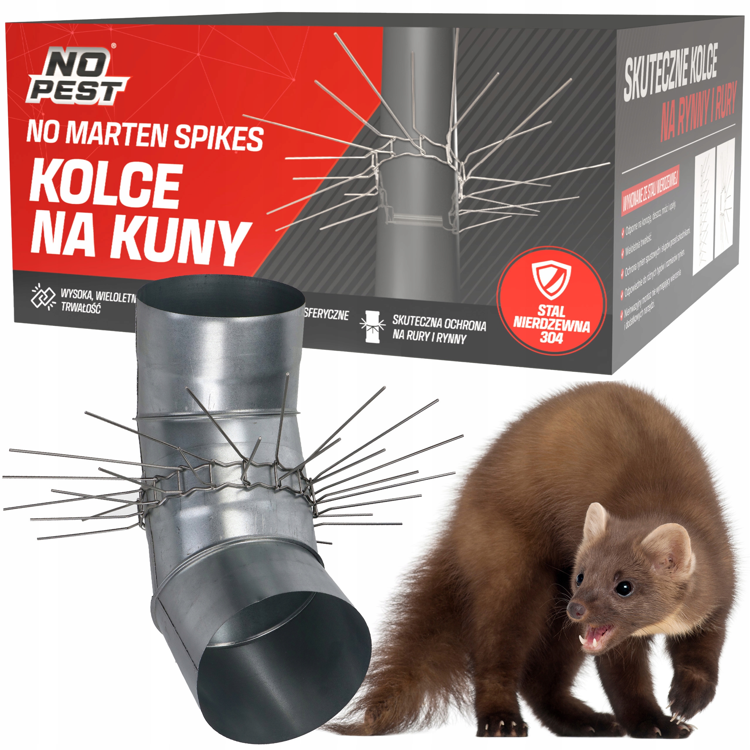 Hroty proti kunám No Pest® na odkvapy a potrubia – Nerez 304